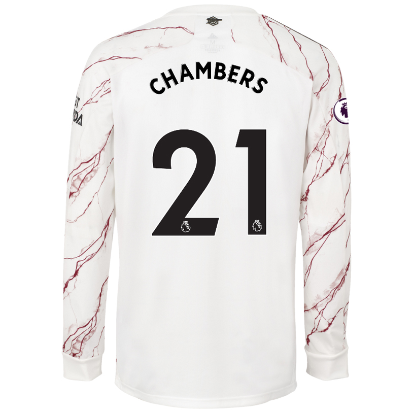 Kinder Fußball Calum Chambers #21 Auswärtstrikot Weiß Long Sleeved Shirt 2020/21 Hemd