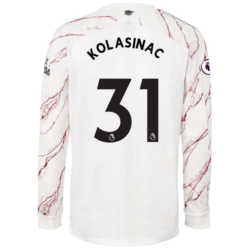 Kinder Fußball Sead Kolasinac #31 Auswärtstrikot Weiß Long Sleeved Shirt 2020/21 Hemd
