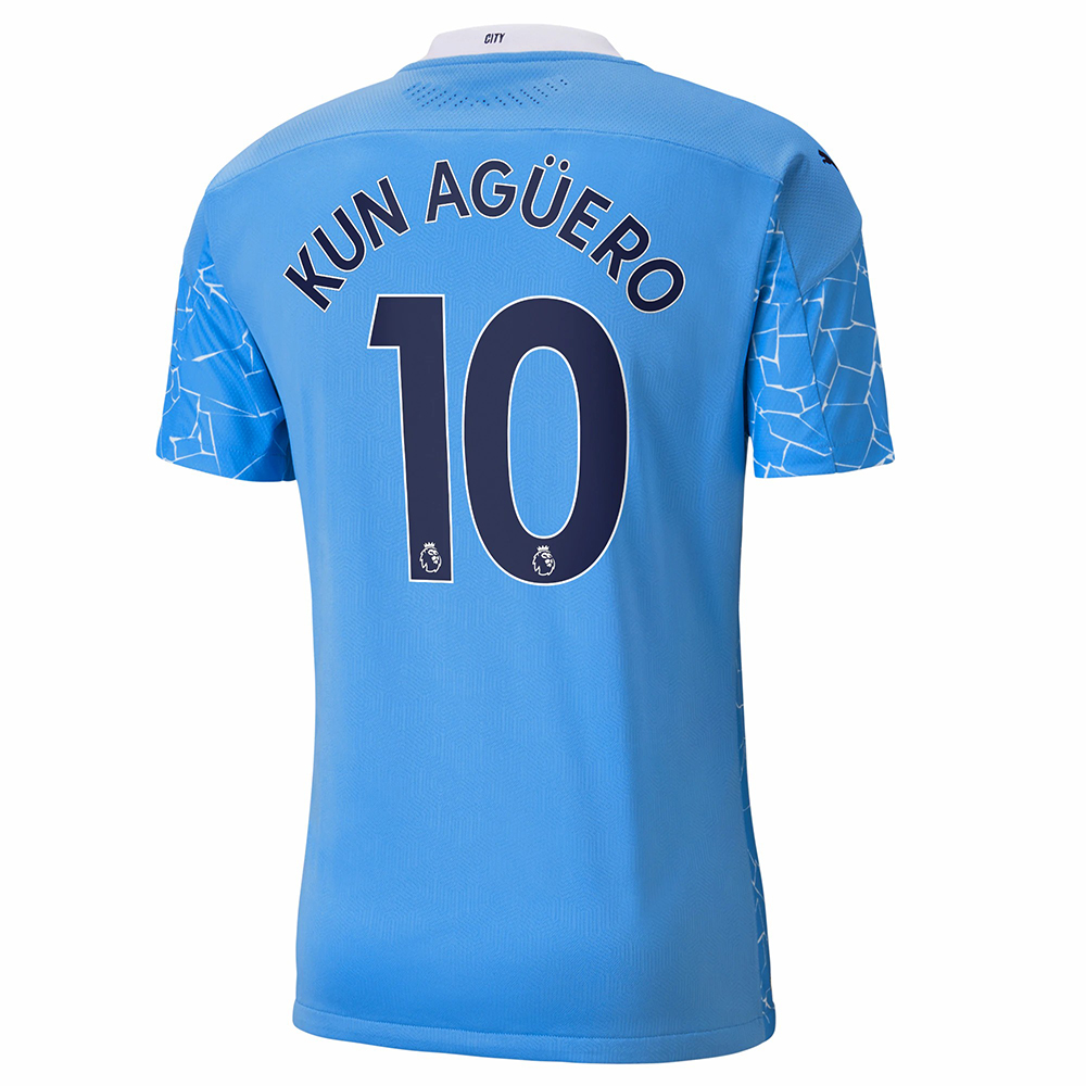 Kinder Fußball Sergio Aguero #10 Heimtrikot Blau Trikot 2020/21 Hemd