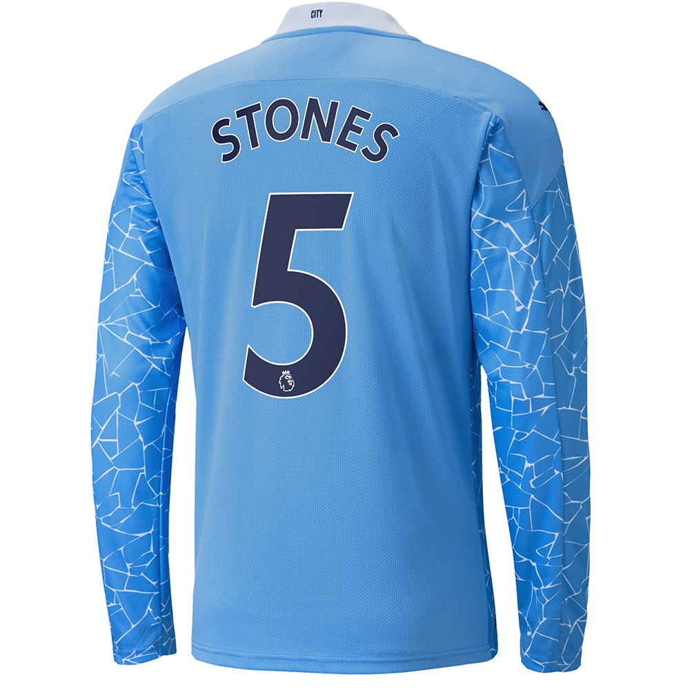Kinder Fußball John Stones #5 Heimtrikot Blau Long Sleeved Shirt 2020/21 Hemd