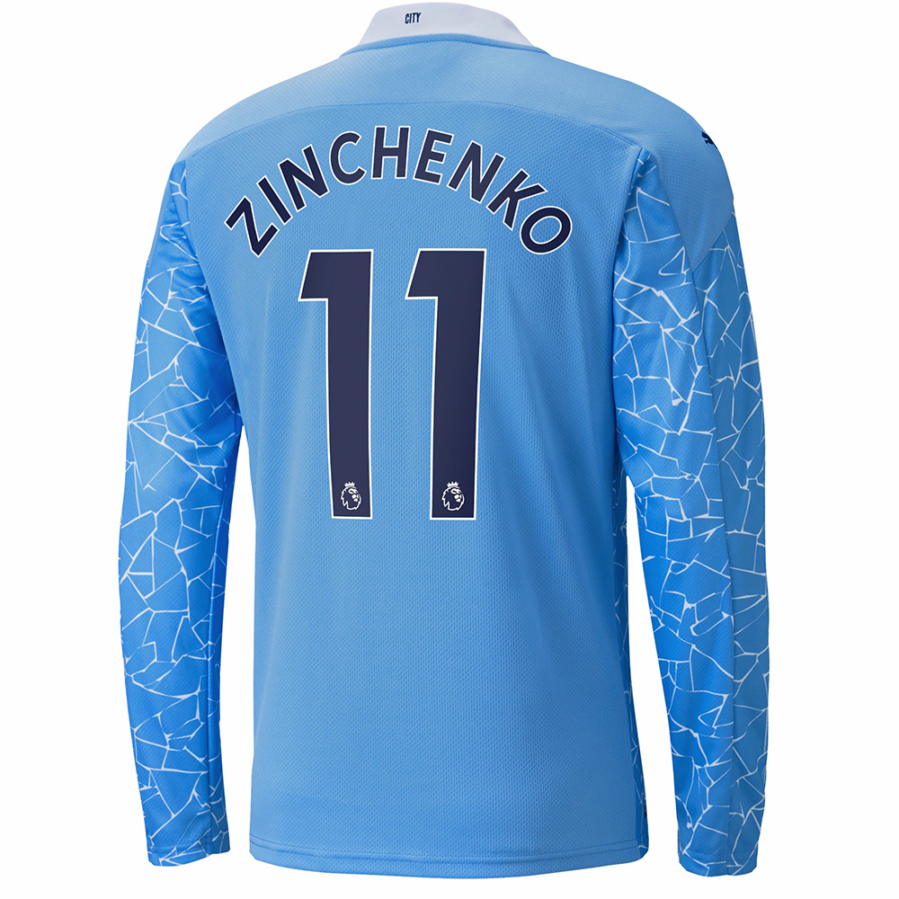 Kinder Fußball Oleksandr Zinchenko #11 Heimtrikot Blau Long Sleeved Shirt 2020/21 Hemd