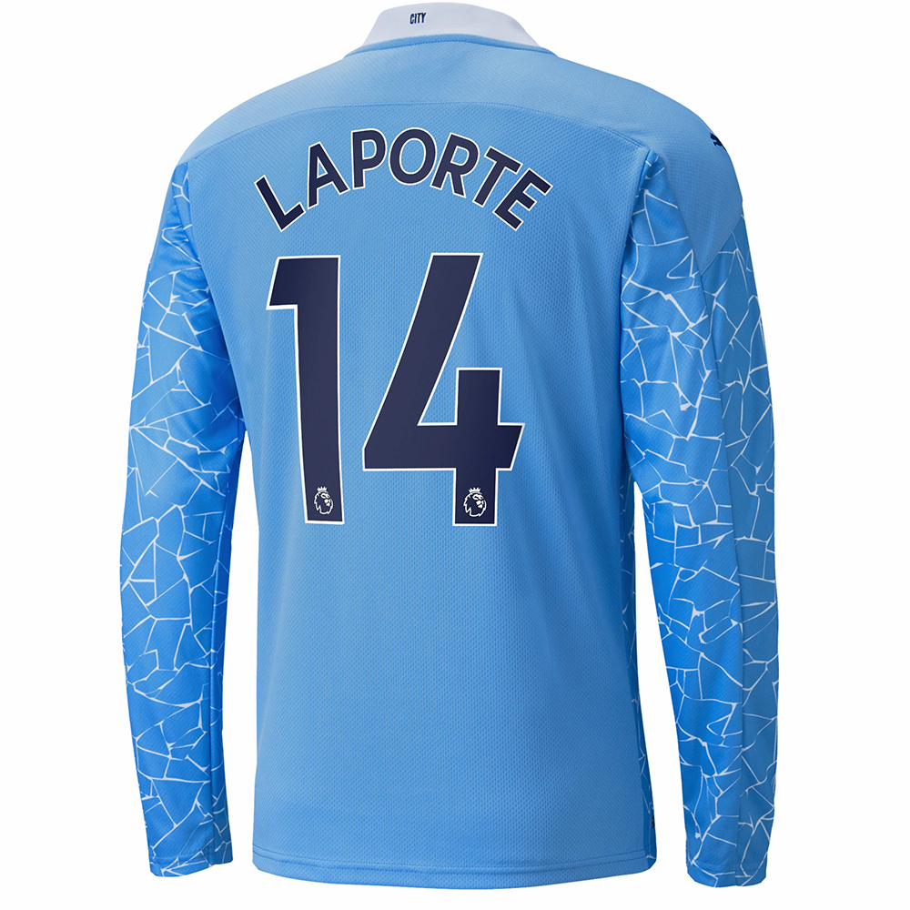 Kinder Fußball Aymeric Laporte #14 Heimtrikot Blau Long Sleeved Shirt 2020/21 Hemd