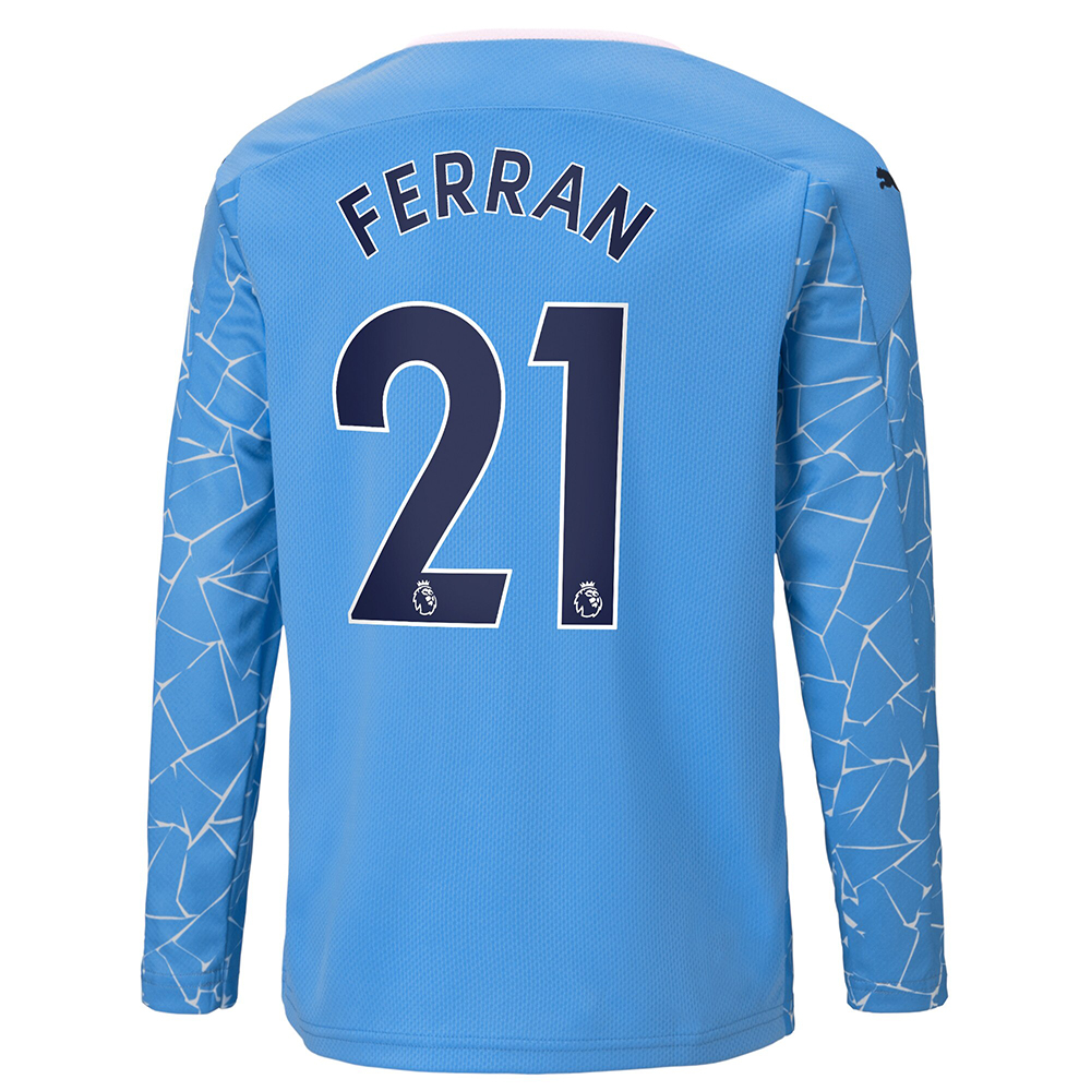 Kinder Fußball Ferran Torres #21 Heimtrikot Blau Long Sleeved Shirt 2020/21 Hemd