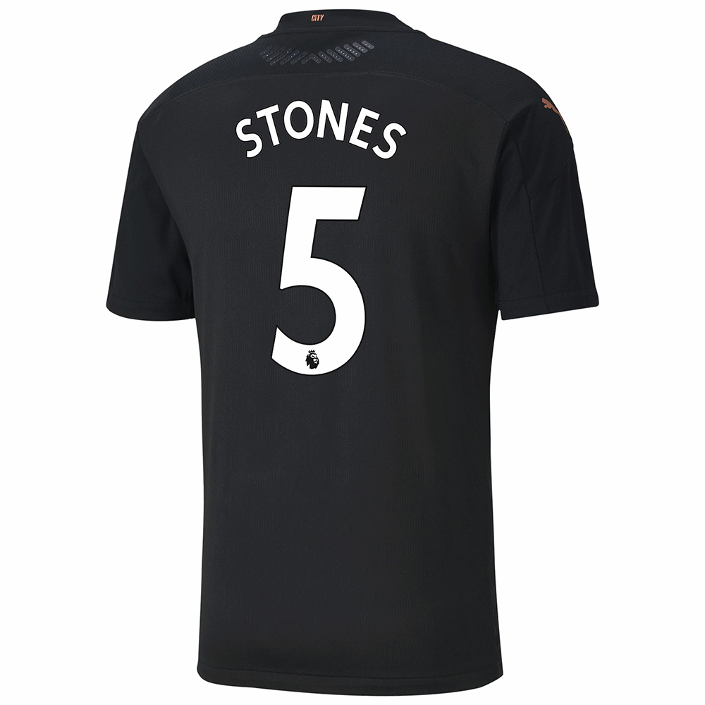 Kinder Fußball John Stones #5 Auswärtstrikot Schwarz Trikot 2020/21 Hemd