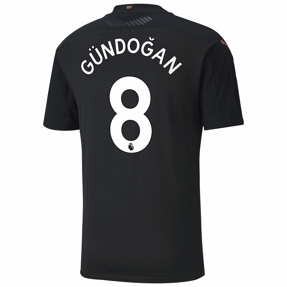 Kinder Fußball Ilkay Gundogan #8 Auswärtstrikot Schwarz Trikot 2020/21 Hemd