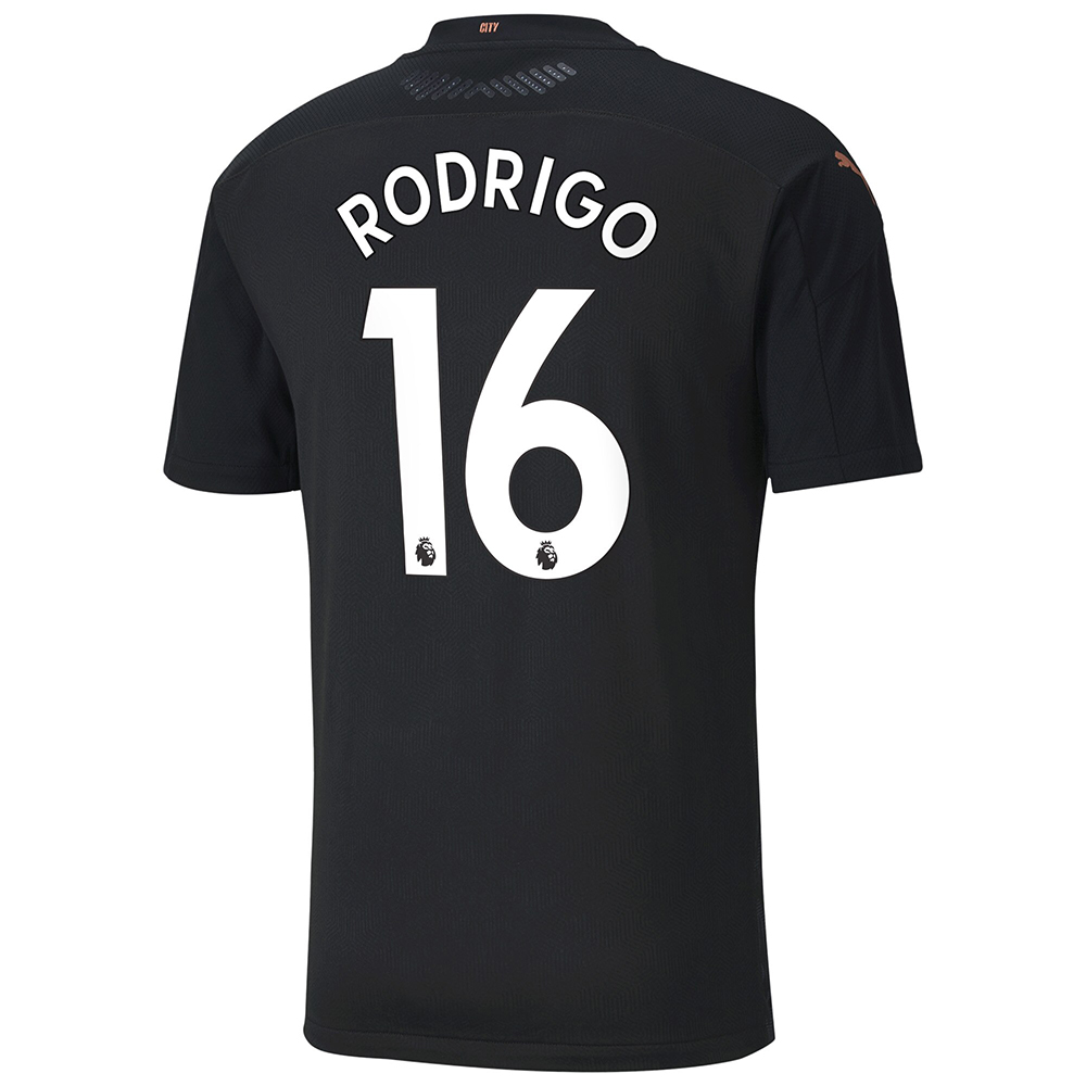Kinder Fußball Rodri #16 Auswärtstrikot Schwarz Trikot 2020/21 Hemd