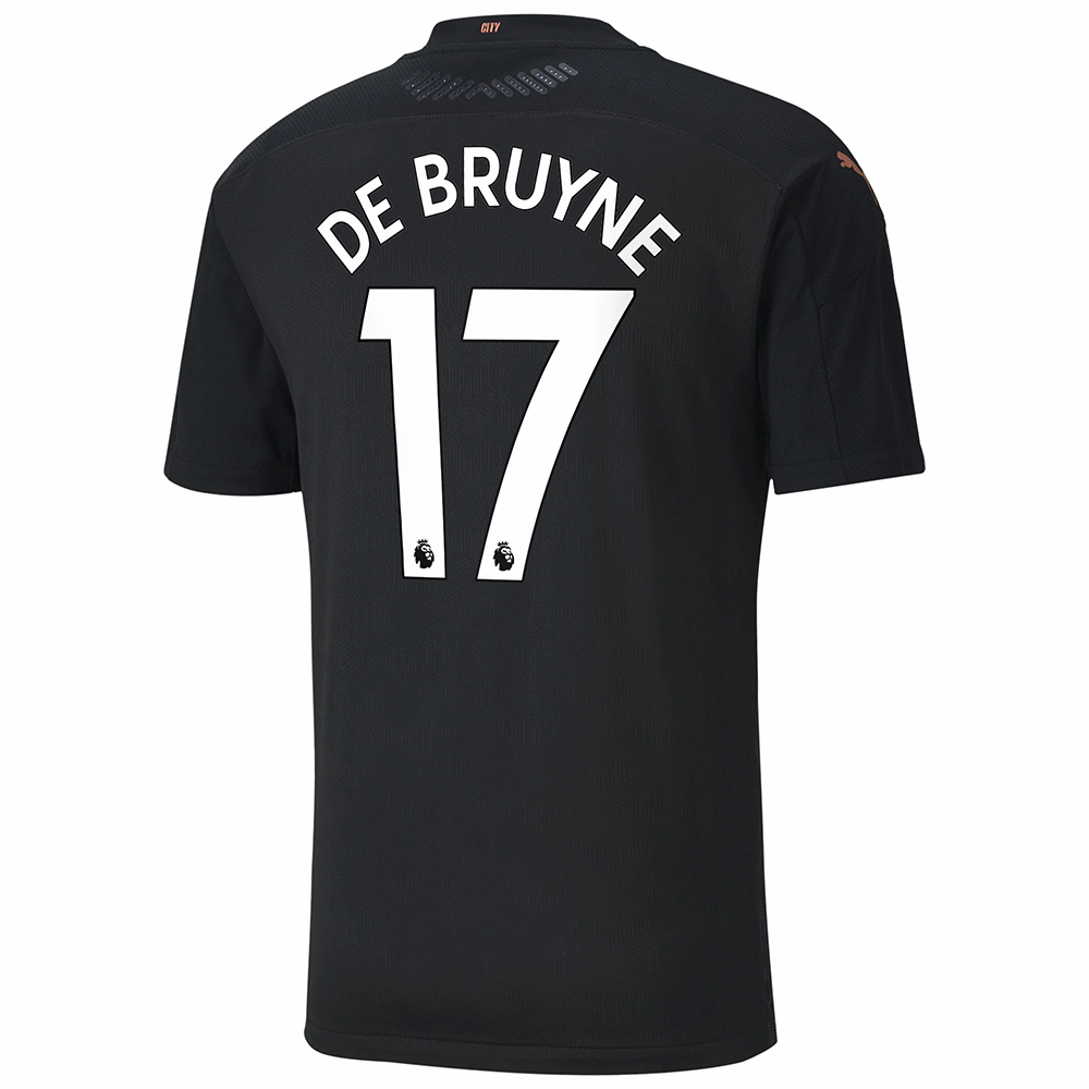 Kinder Fußball Kevin De Bruyne #17 Auswärtstrikot Schwarz Trikot 2020/21 Hemd
