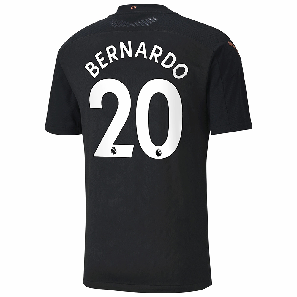 Kinder Fußball Bernardo Silva #20 Auswärtstrikot Schwarz Trikot 2020/21 Hemd