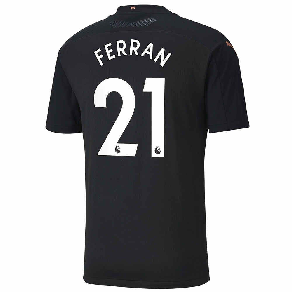 Kinder Fußball Ferran Torres #21 Auswärtstrikot Schwarz Trikot 2020/21 Hemd