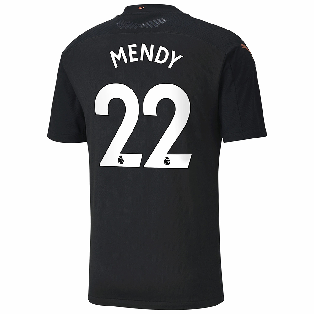 Kinder Fußball Benjamin Mendy #22 Auswärtstrikot Schwarz Trikot 2020/21 Hemd