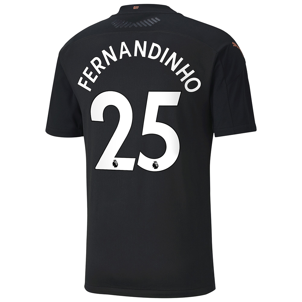 Kinder Fußball Fernandinho #25 Auswärtstrikot Schwarz Trikot 2020/21 Hemd