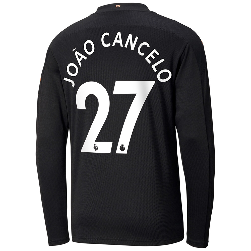 Kinder Fußball Joao Cancelo #27 Auswärtstrikot Schwarz Long Sleeved Shirt 2020/21 Hemd