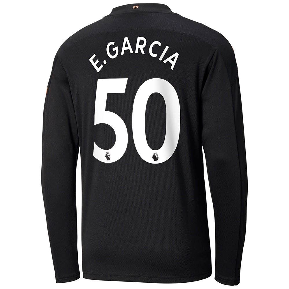 Kinder Fußball Eric Garcia #50 Auswärtstrikot Schwarz Long Sleeved Shirt 2020/21 Hemd