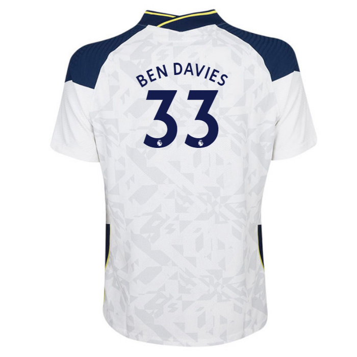 Kinder Fußball Ben Davies #33 Heimtrikot Weiß Trikot 2020/21 Hemd