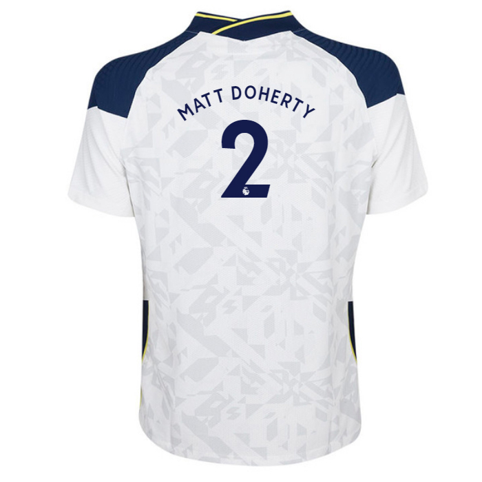 Kinder Fußball Matt Doherty #2 Heimtrikot Weiß Trikot 2020/21 Hemd