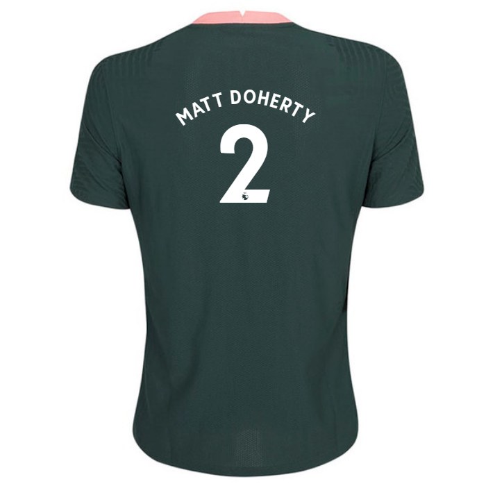 Kinder Fußball Matt Doherty #2 Auswärtstrikot Dunkelgrün Trikot 2020/21 Hemd