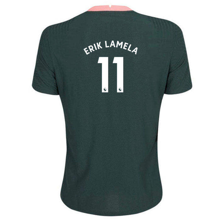 Kinder Fußball Erik Lamela #11 Auswärtstrikot Dunkelgrün Trikot 2020/21 Hemd