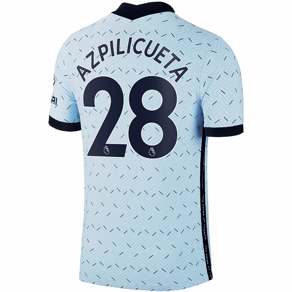 Kinder Fußball Cesar Azpilicueta #28 Auswärtstrikot Hellblau Trikot 2020/21 Hemd