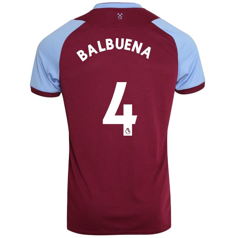 Kinder Fußball Fabian Balbuena #4 Heimtrikot Burgund Trikot 2020/21 Hemd