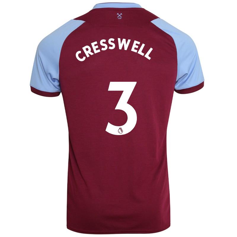 Kinder Fußball Aaron Cresswell #3 Heimtrikot Burgund Trikot 2020/21 Hemd