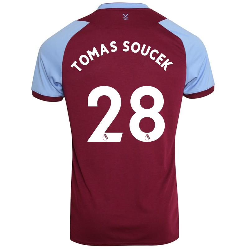 Kinder Fußball Tomas Soucek #28 Heimtrikot Burgund Trikot 2020/21 Hemd