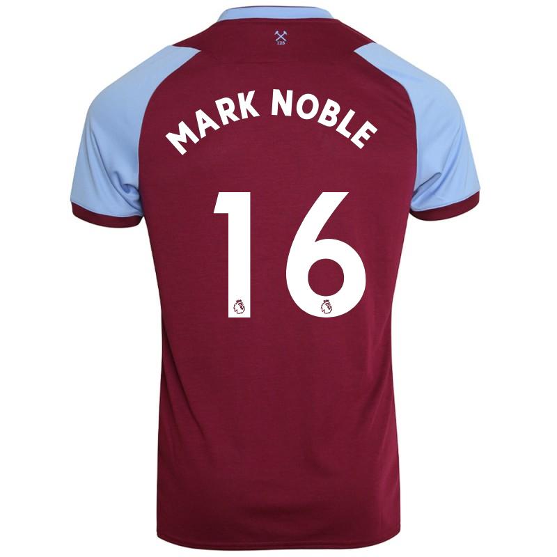 Kinder Fußball Mark Noble #16 Heimtrikot Burgund Trikot 2020/21 Hemd