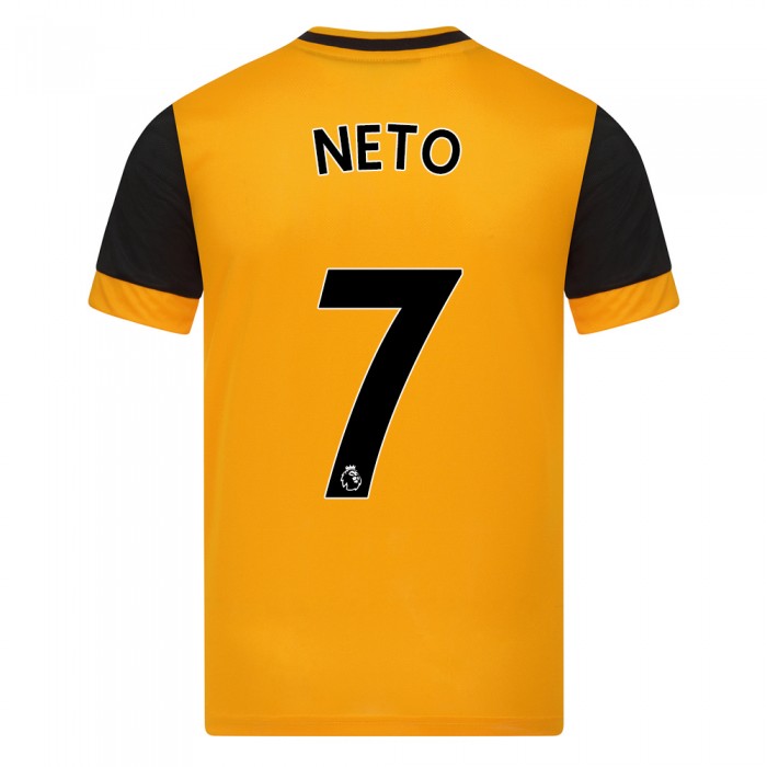 Kinder Fußball Pedro Neto #7 Heimtrikot Orange Trikot 2020/21 Hemd