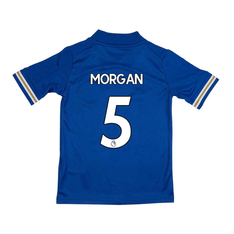 Kinder Fußball Wes Morgan #5 Heimtrikot Blau Trikot 2020/21 Hemd