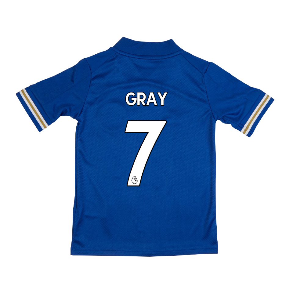 Kinder Fußball Demarai Gray #7 Heimtrikot Blau Trikot 2020/21 Hemd