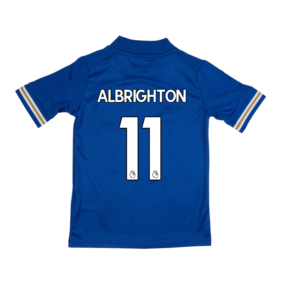 Kinder Fußball Marc Albrighton #11 Heimtrikot Blau Trikot 2020/21 Hemd