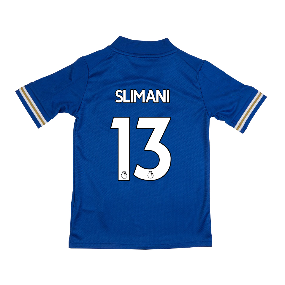 Kinder Fußball Islam Slimani #13 Heimtrikot Blau Trikot 2020/21 Hemd
