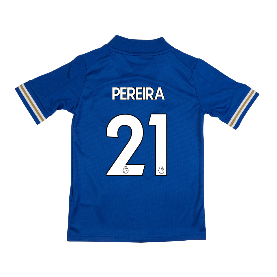 Kinder Fußball Ricardo Pereira #21 Heimtrikot Blau Trikot 2020/21 Hemd