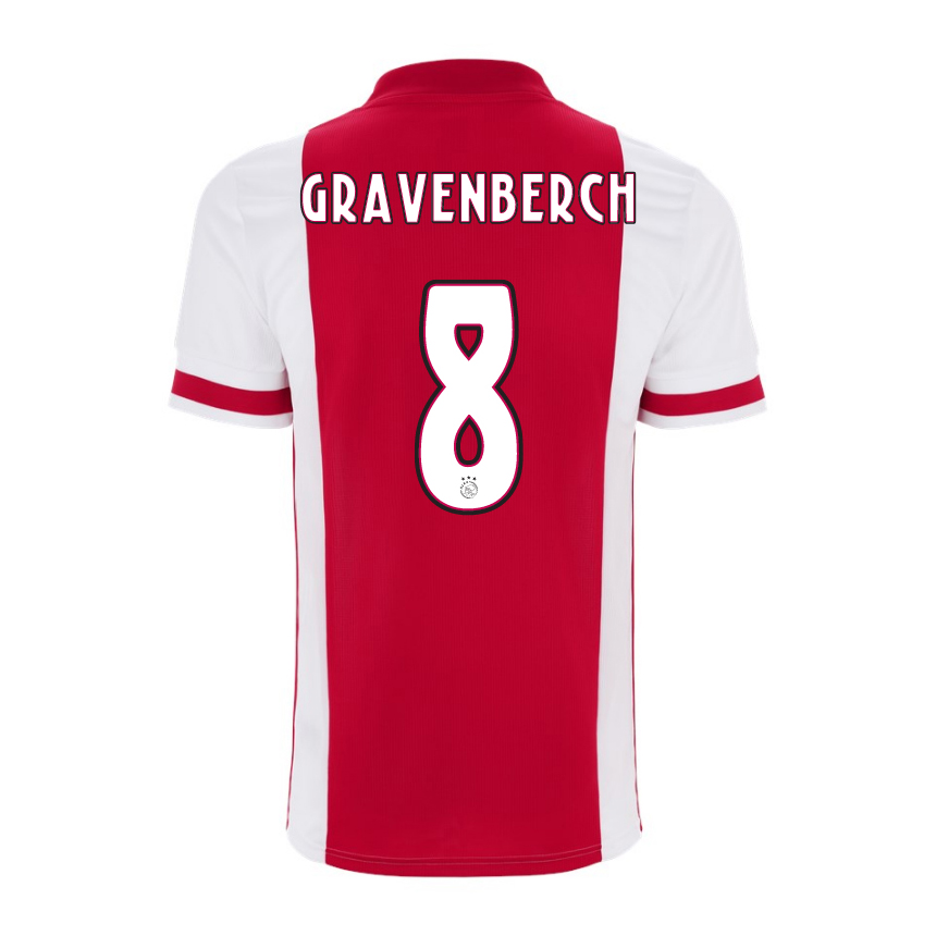 Kinder Fußball Ryan Gravenberch #8 Heimtrikot Rot Trikot 2020/21 Hemd