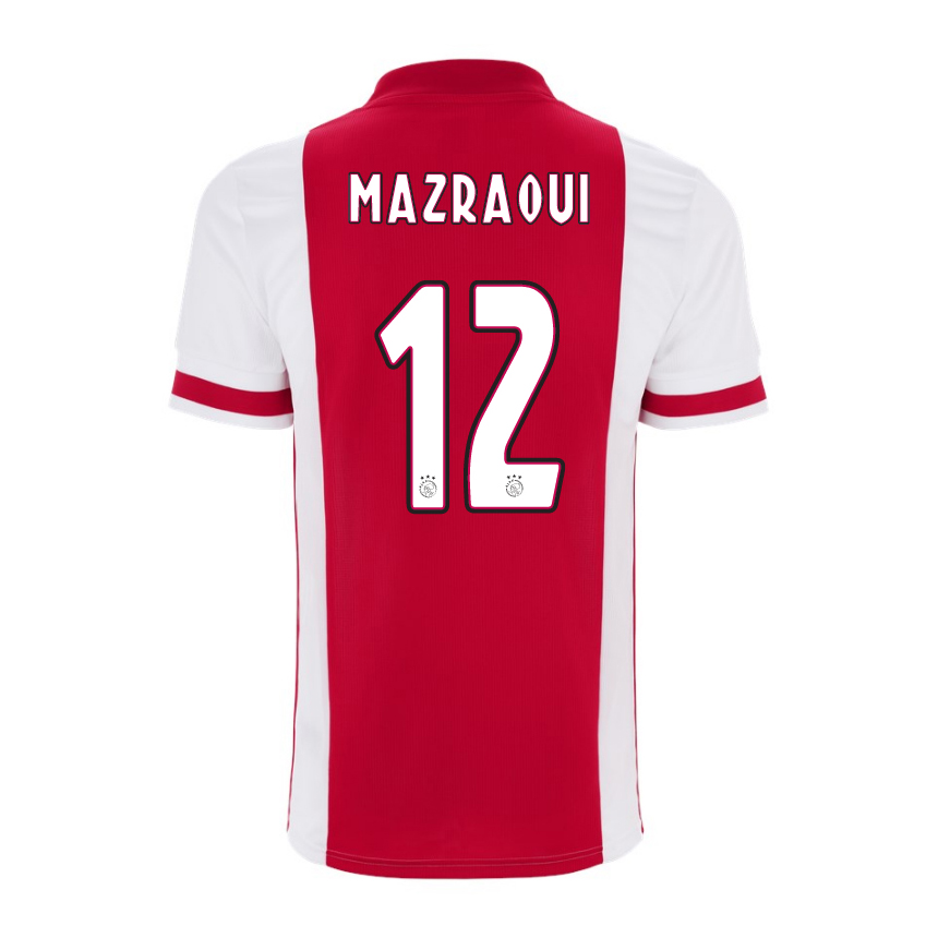 Kinder Fußball Noussair Mazraoui #12 Heimtrikot Rot Trikot 2020/21 Hemd