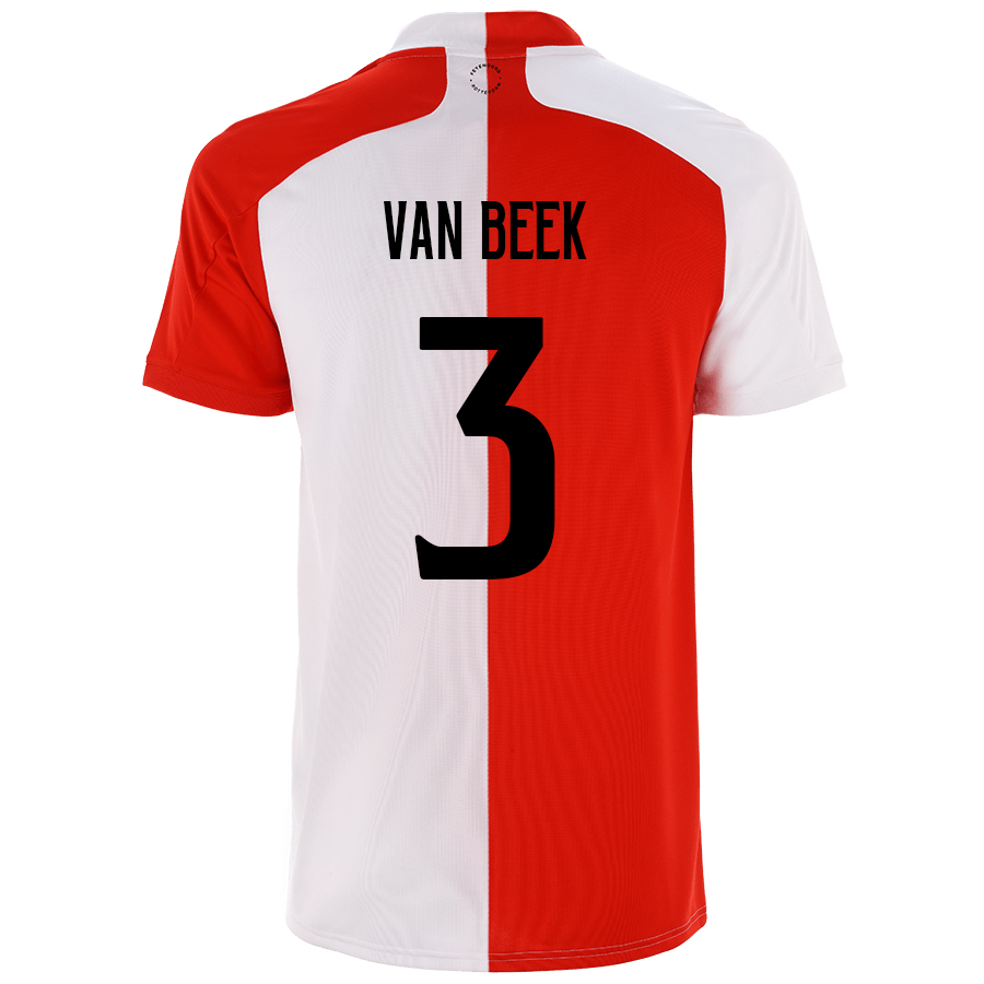 Kinder Fußball Sven van Beek #3 Heimtrikot Rot Weiß Trikot 2020/21 Hemd