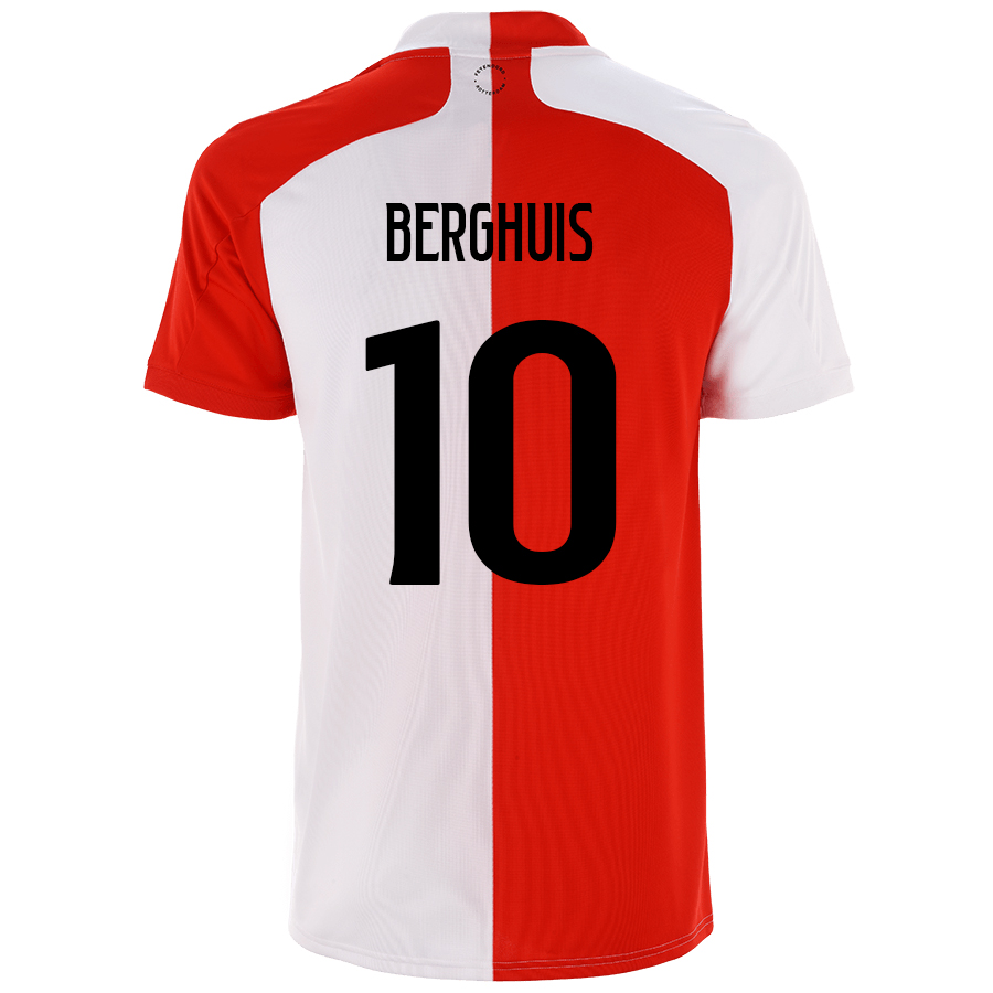 Kinder Fußball Steven Berghuis #10 Heimtrikot Rot Weiß Trikot 2020/21 Hemd
