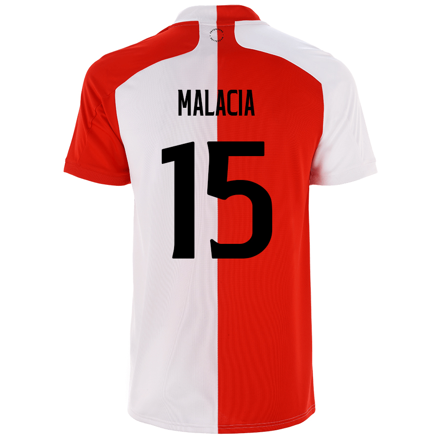 Kinder Fußball Tyrell Malacia #15 Heimtrikot Rot Weiß Trikot 2020/21 Hemd
