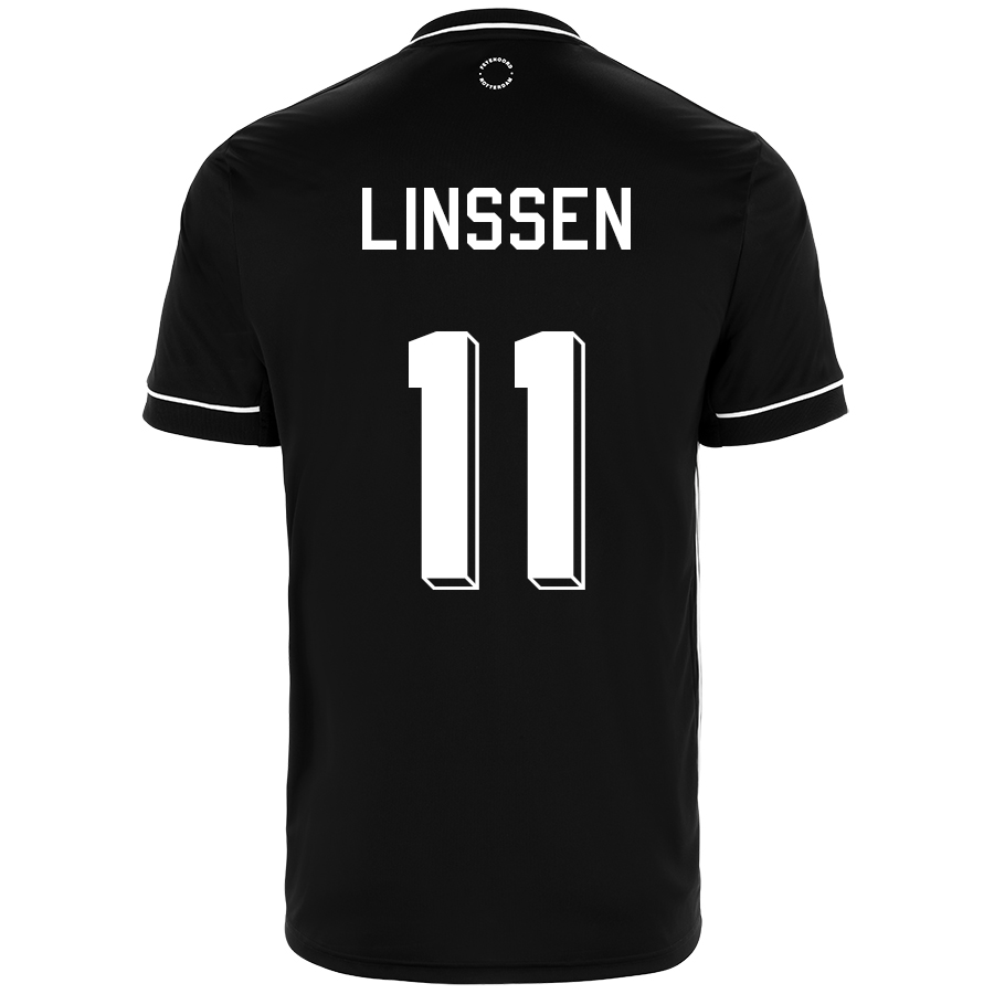 Kinder Fußball Bryan Linssen #11 Auswärtstrikot Schwarz Trikot 2020/21 Hemd