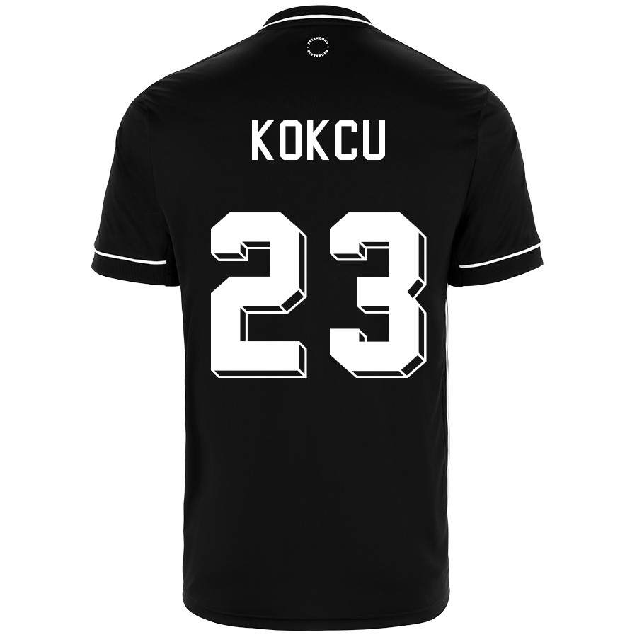 Kinder Fußball Orkun Kokcu #23 Auswärtstrikot Schwarz Trikot 2020/21 Hemd