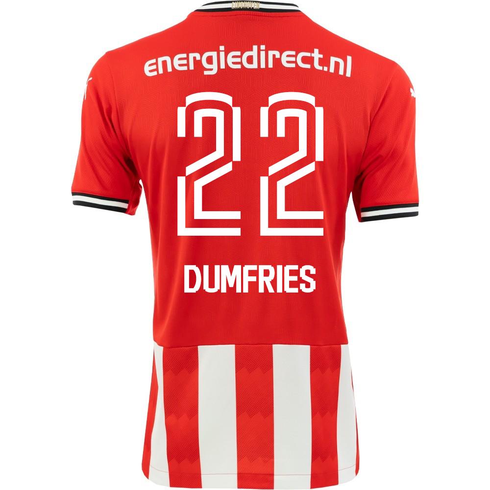 Kinder Fußball Denzel Dumfries #22 Heimtrikot Rot Trikot 2020/21 Hemd