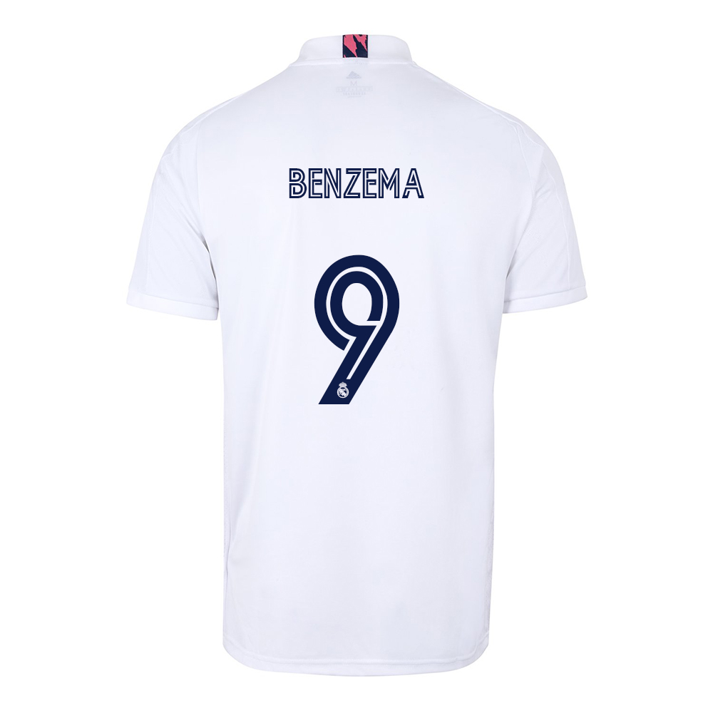 Kinder Fußball Karim Benzema #9 Heimtrikot Weiß Trikot 2020/21 Hemd