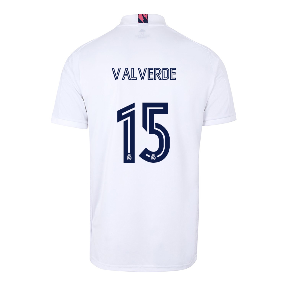 Kinder Fußball Federico Valverde #15 Heimtrikot Weiß Trikot 2020/21 Hemd
