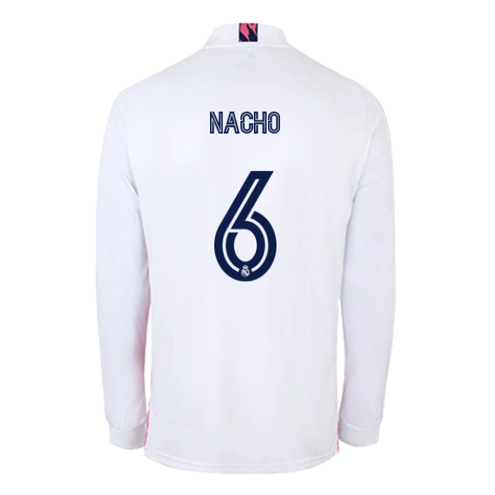 Kinder Fußball Nacho Fernandez #6 Heimtrikot Weiß Long Sleeve Trikot 2020/21 Hemd