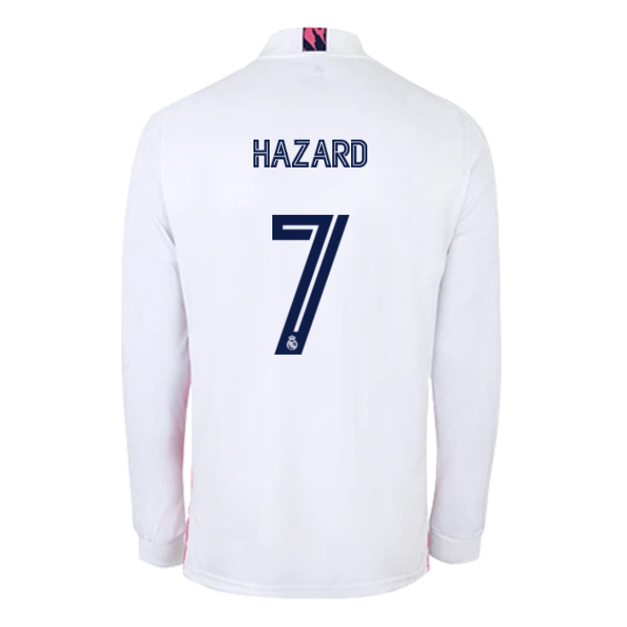 Kinder Fußball Eden Hazard #7 Heimtrikot Weiß Long Sleeve Trikot 2020/21 Hemd