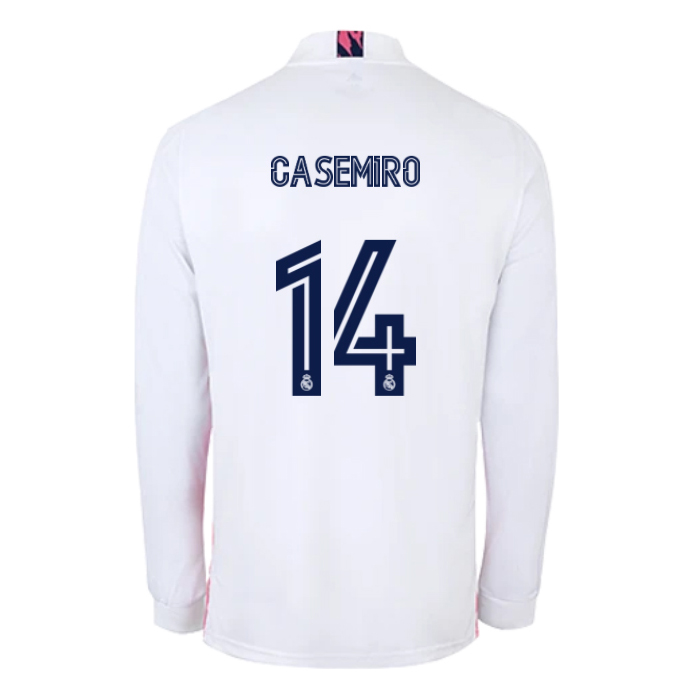Kinder Fußball Casemiro #14 Heimtrikot Weiß Long Sleeve Trikot 2020/21 Hemd