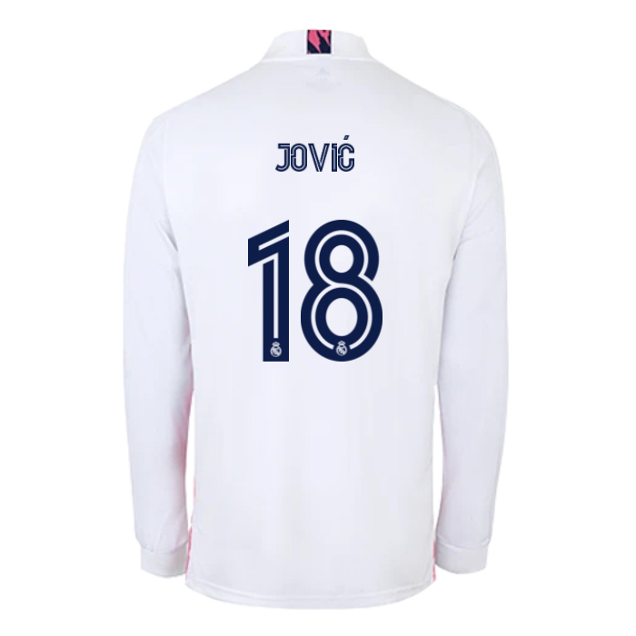 Kinder Fußball Luka Jovic #18 Heimtrikot Weiß Long Sleeve Trikot 2020/21 Hemd