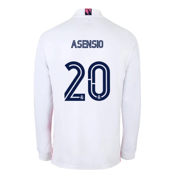 Kinder Fußball Marco Asensio #20 Heimtrikot Weiß Long Sleeve Trikot 2020/21 Hemd