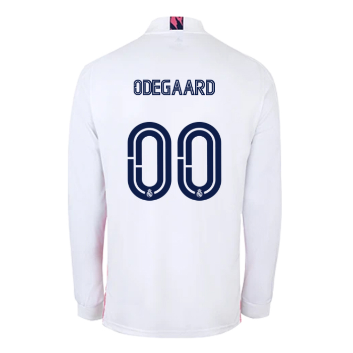Kinder Fußball Martin Odegaard #0 Heimtrikot Weiß Long Sleeve Trikot 2020/21 Hemd