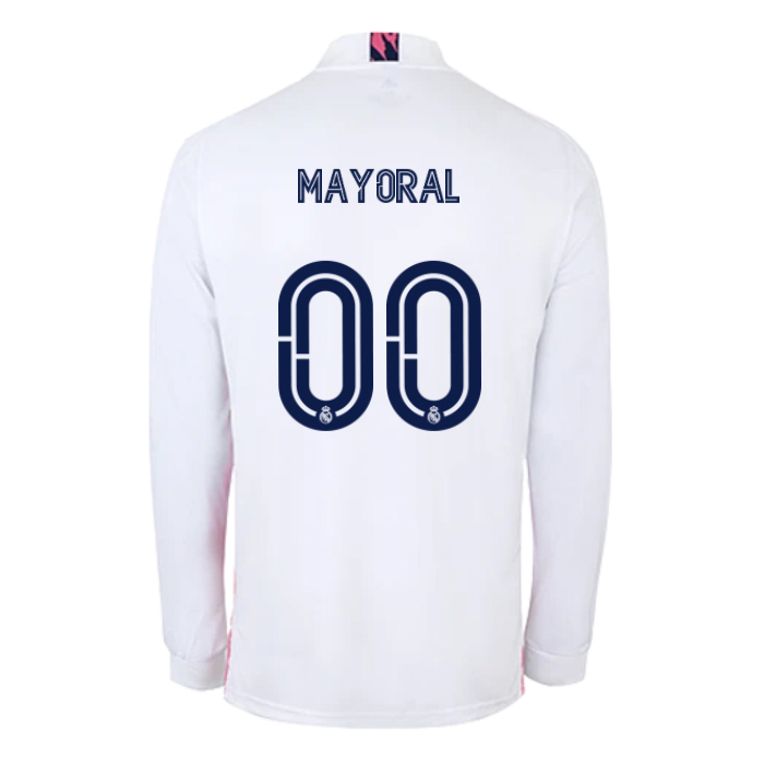 Kinder Fußball Borja Mayoral #0 Heimtrikot Weiß Long Sleeve Trikot 2020/21 Hemd