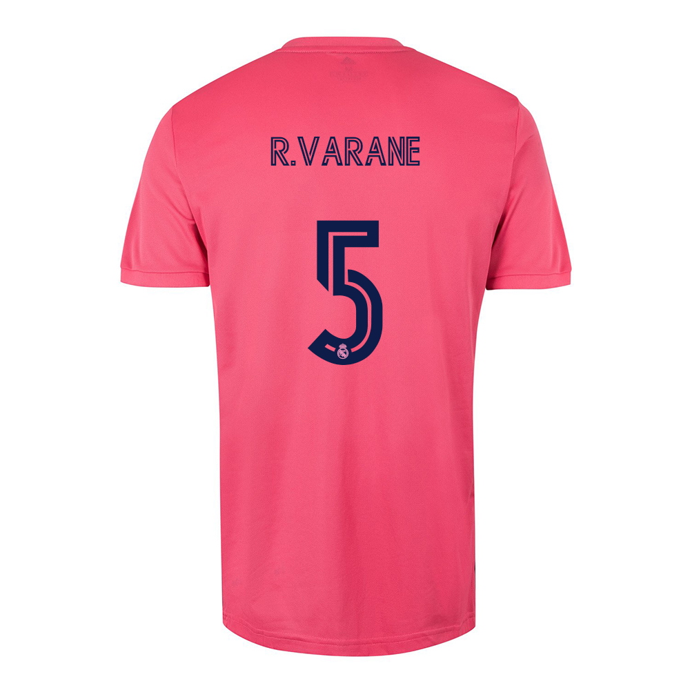 Kinder Fußball Raphael Varane #5 Auswärtstrikot Rosa Trikot 2020/21 Hemd